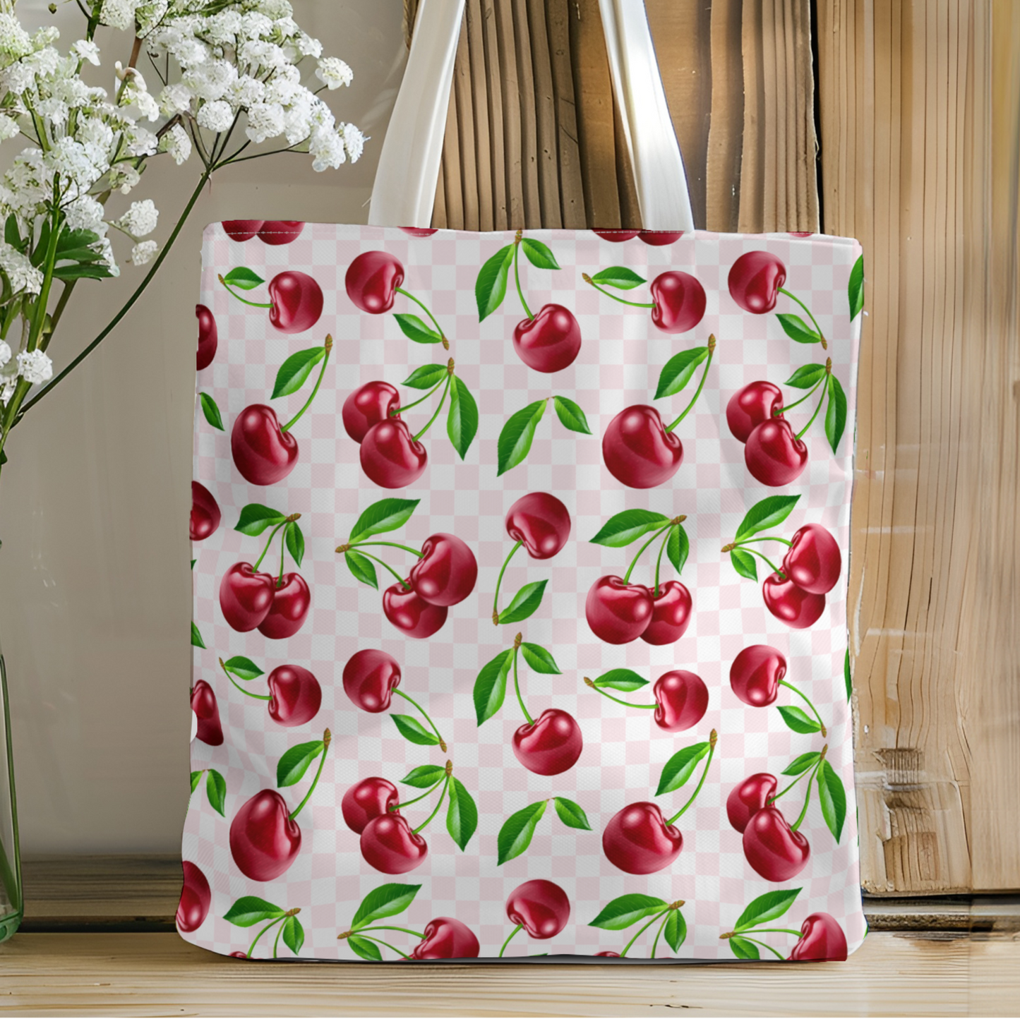 Cherry Print Tote Bag