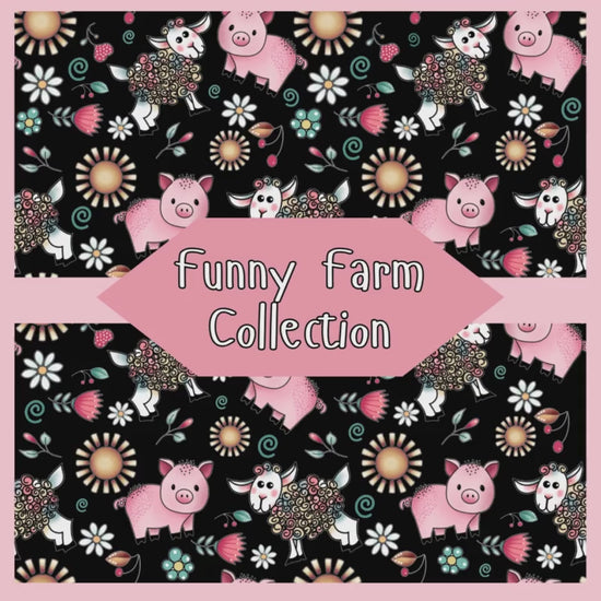 Whimsical Floral Pig and Sheep Apron